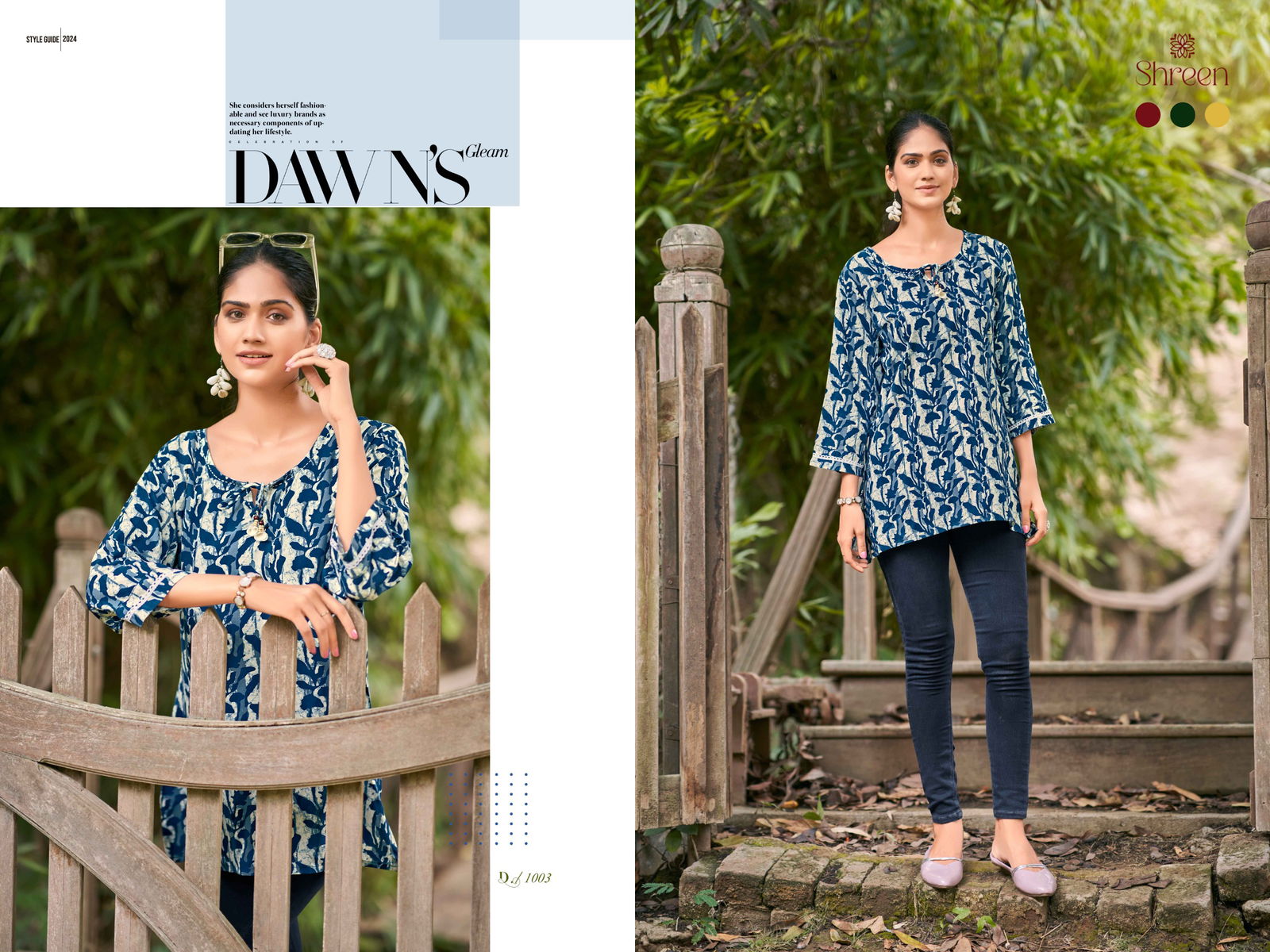 Sofia Vol 1 By Shreen Western Rayon Printed Tunic Ladies Top Wholesalers In India
